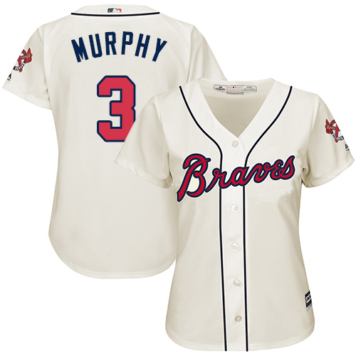 Braves #3 Dale Murphy Cream Alternate Women's Stitched MLB Jersey - Click Image to Close